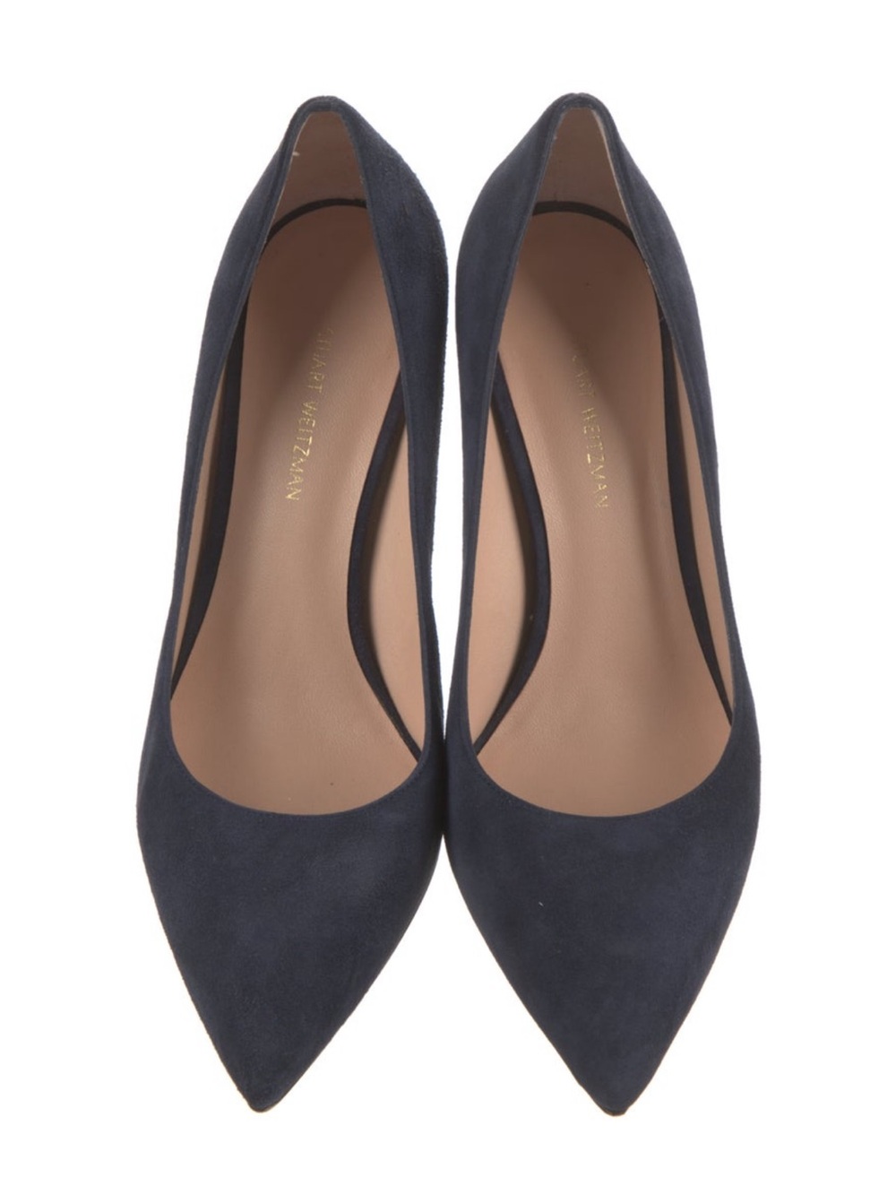 Stuart Weitzman Navy Suede Pointed Toe Pump size 7.5 - Picture 3 of 5